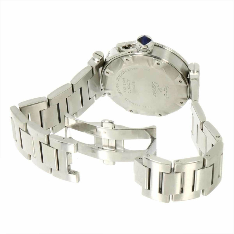 卡地亞 Pasha Seatimer W31080M7 男士腕錶，附日期顯示，銀色，自動上鍊機芯-3