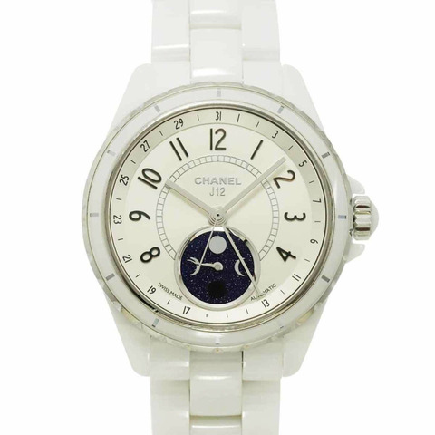 香奈兒 J12 Fars de Lune H3404 月相男士腕錶，白色陶瓷錶殼，自動機械機芯