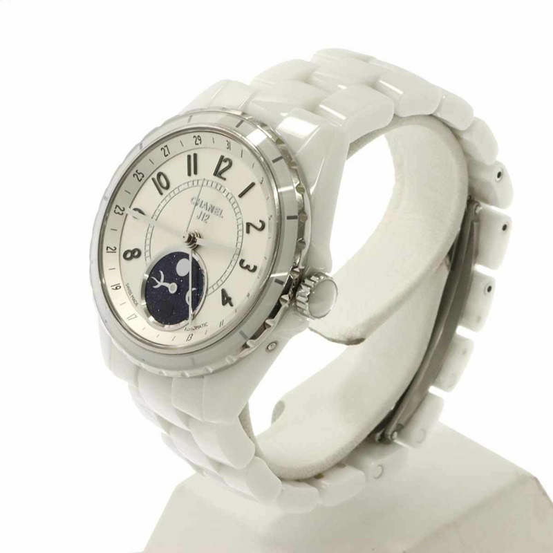香奈兒 J12 Fars de Lune H3404 月相男士腕錶，白色陶瓷錶殼，自動機械機芯-1