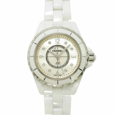 香奈兒 J12 29毫米 H2570 女士腕錶，鑲嵌8顆鑽石，白色錶殼，陶瓷錶殼，石英機芯