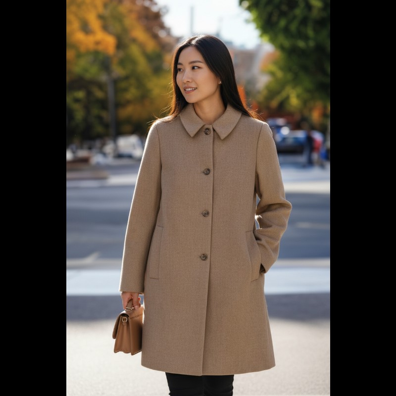 莉亞精品♡miumiu 駝色羊毛呢大衣 尺碼38 二手美品-1