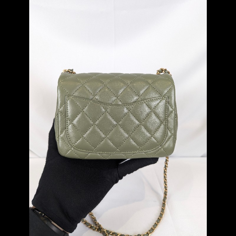 莉亞精品♡CHANEL 抹茶綠方胖 近新閒置-3