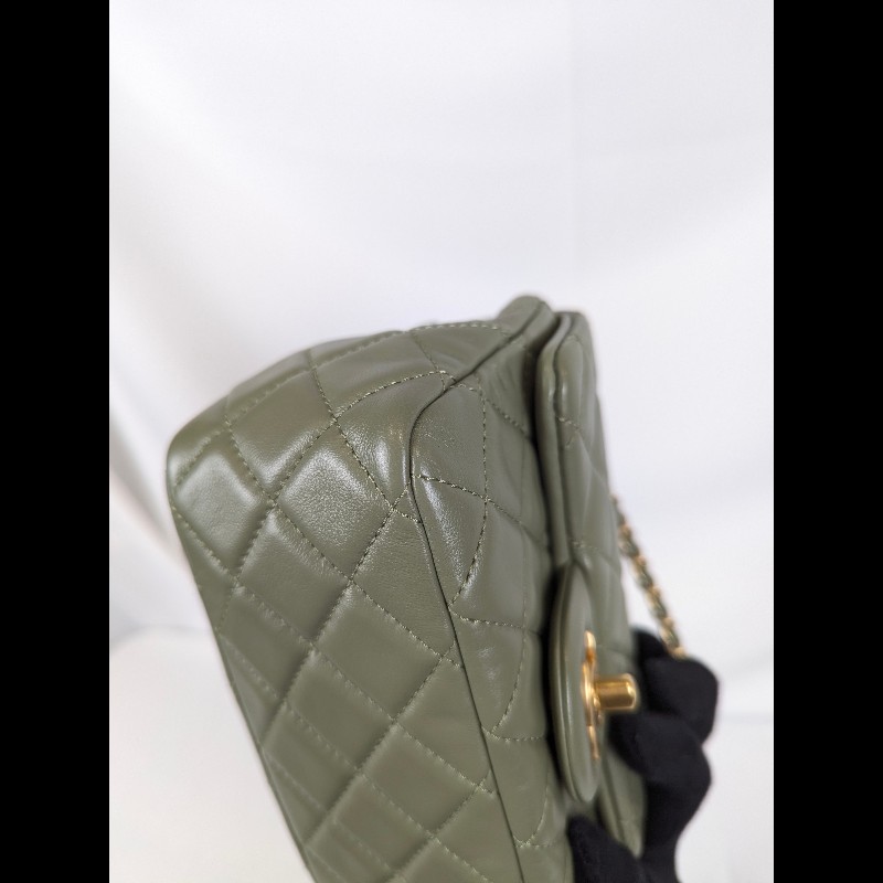 莉亞精品♡CHANEL 抹茶綠方胖 近新閒置-6