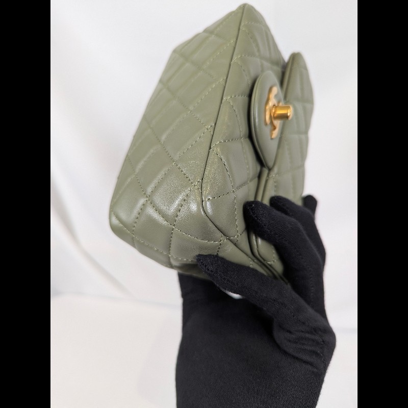 莉亞精品♡CHANEL 抹茶綠方胖 近新閒置-8