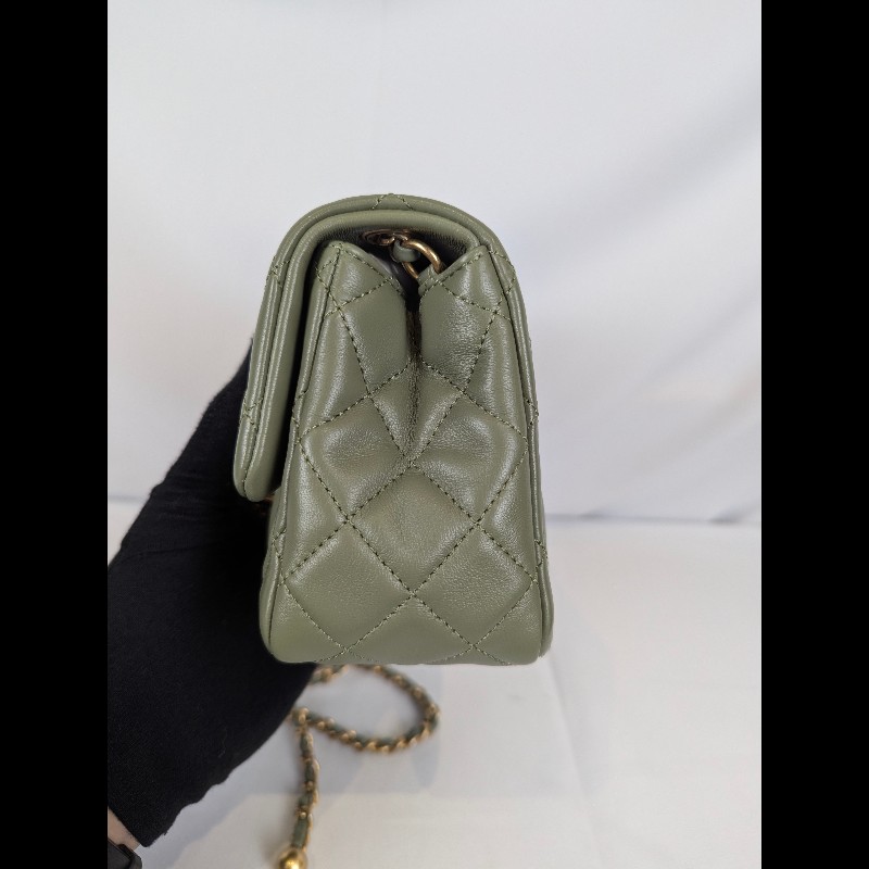 莉亞精品♡CHANEL 抹茶綠方胖 近新閒置-10
