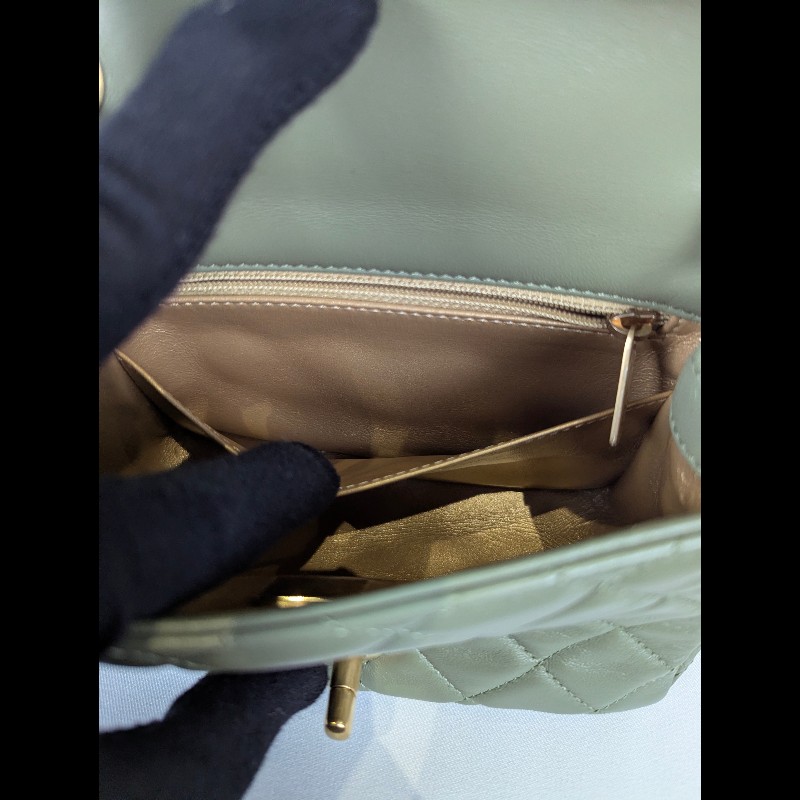 莉亞精品♡CHANEL 抹茶綠方胖 近新閒置-14