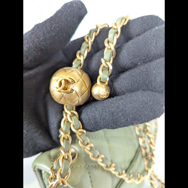 莉亞精品♡CHANEL 抹茶綠方胖 近新閒置-16