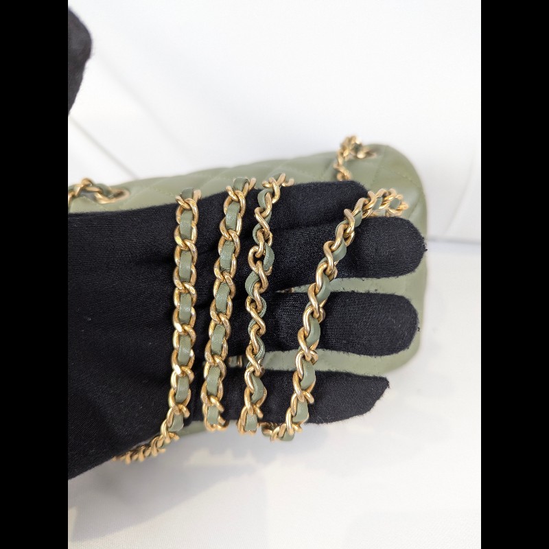 莉亞精品♡CHANEL 抹茶綠方胖 近新閒置-17