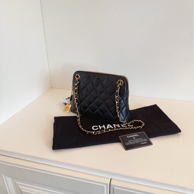 ✨Chanel vintage 貝殼雙鏈包 有保卡 98新 鏈條可拆卸🖤-5