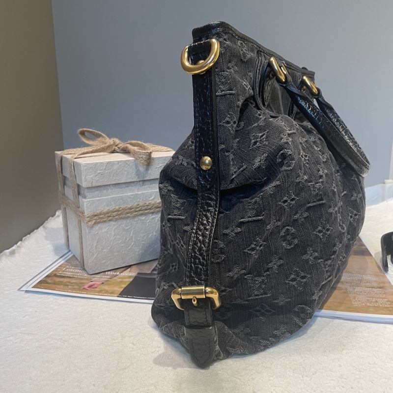 Lv 路易威登 中古黑丹寧手提斜挎包 底長約底長40*高28-3