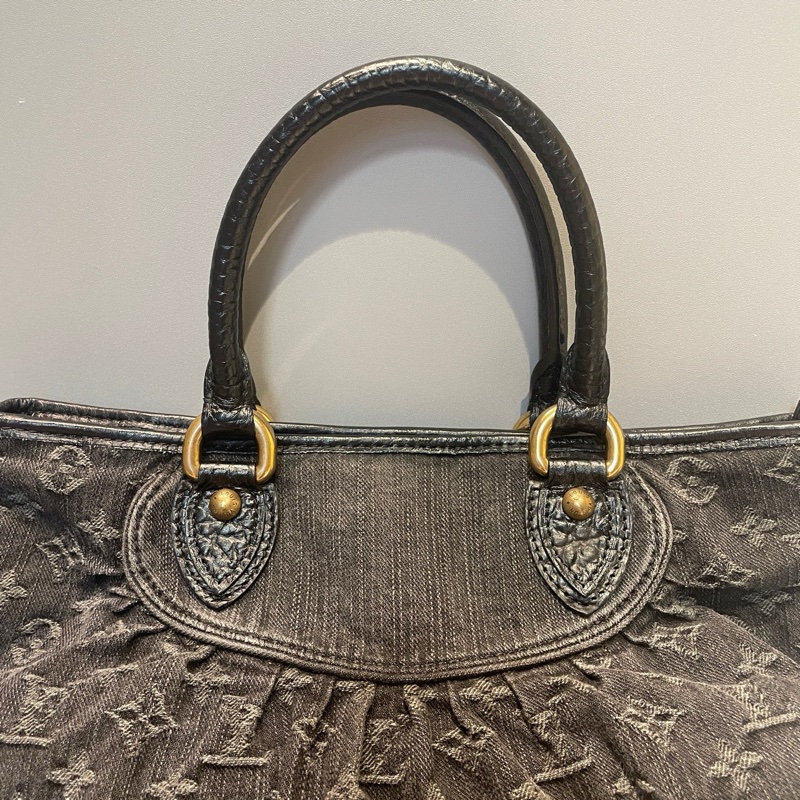 Lv 路易威登 中古黑丹寧手提斜挎包 底長約底長40*高28-9