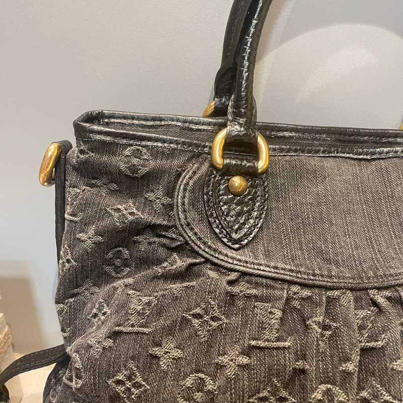 Lv 路易威登 中古黑丹寧手提斜挎包 底長約底長40*高28-11