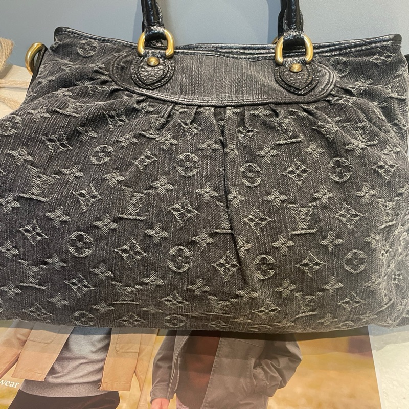 Lv 路易威登 中古黑丹寧手提斜挎包 底長約底長40*高28-31