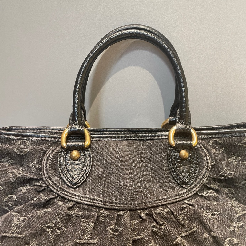 Lv 路易威登 中古黑丹寧手提斜挎包 底長約底長40*高28-32