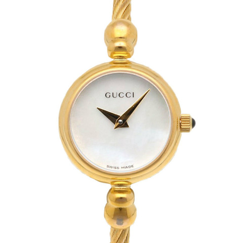 Gucci GP 2700.2.L 石英女士腕錶，二手白色貝殼手鐲，尺寸靈活