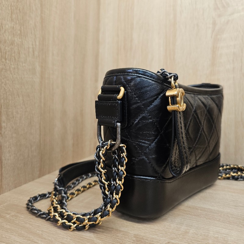 [圓夢超甜價出!平台最甜❣️] Chanel黑復刻牛皮霧金釦小號流浪包-1