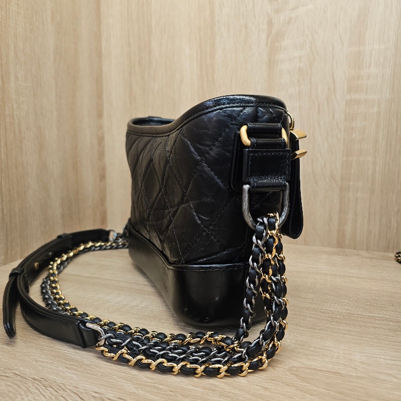 [圓夢超甜價出!平台最甜❣️] Chanel黑復刻牛皮霧金釦小號流浪包-2