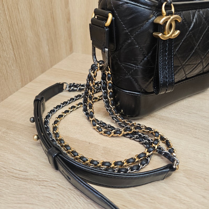 [圓夢超甜價出!平台最甜❣️] Chanel黑復刻牛皮霧金釦小號流浪包-6