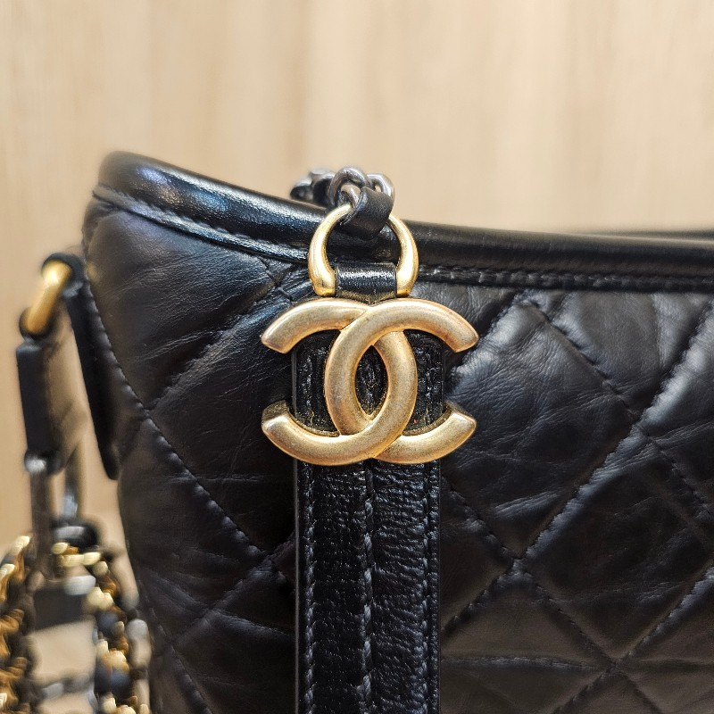 [圓夢超甜價出!平台最甜❣️] Chanel黑復刻牛皮霧金釦小號流浪包-7