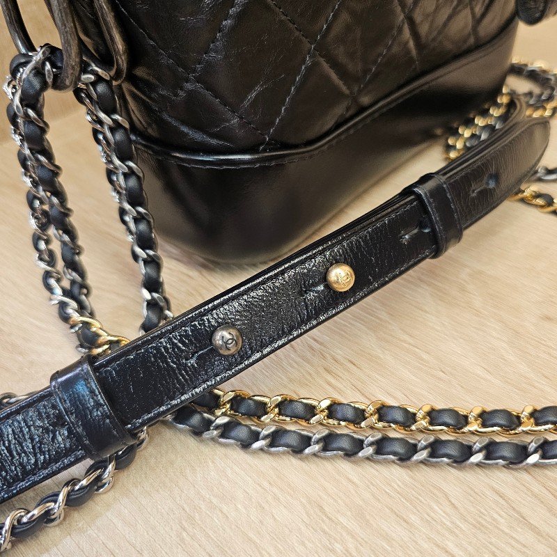 [圓夢超甜價出!平台最甜❣️] Chanel黑復刻牛皮霧金釦小號流浪包-17