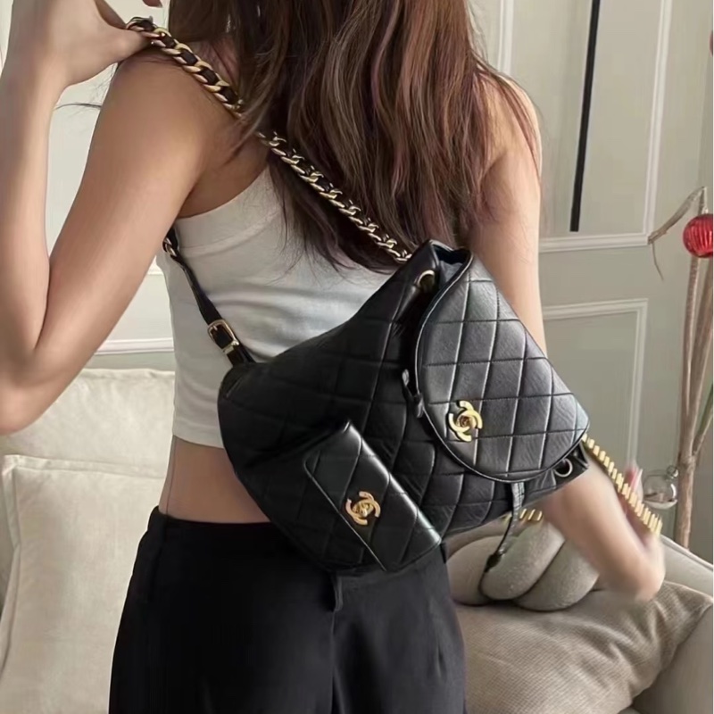 Chanel 中古 duma小青蛙雙肩包 約20*21-0
