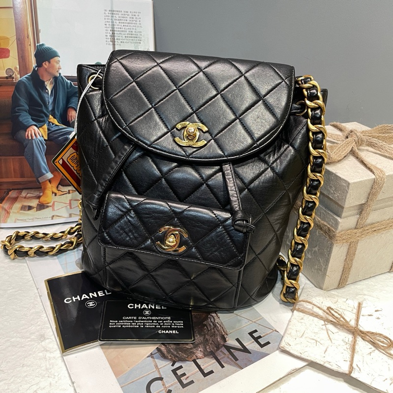 Chanel 中古 duma小青蛙雙肩包 約20*21-1