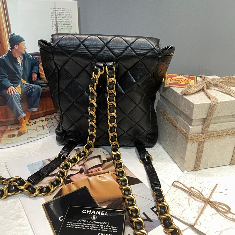 Chanel 中古 duma小青蛙雙肩包 約20*21-5