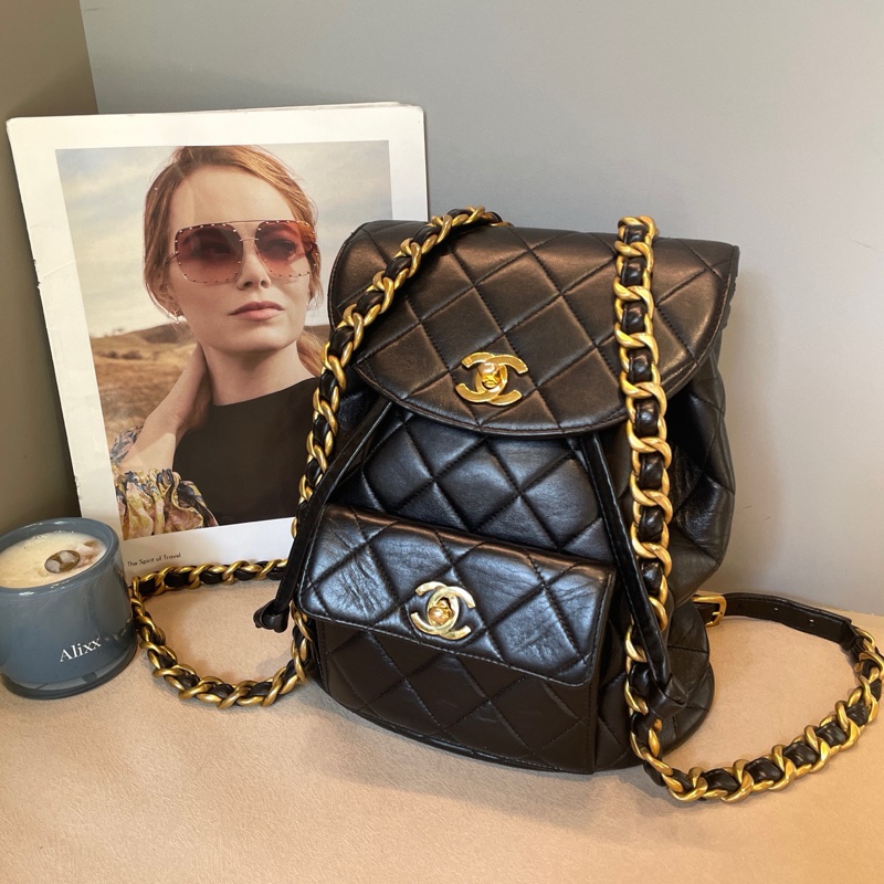 Chanel 中古 duma小青蛙雙肩包 約20*21-6