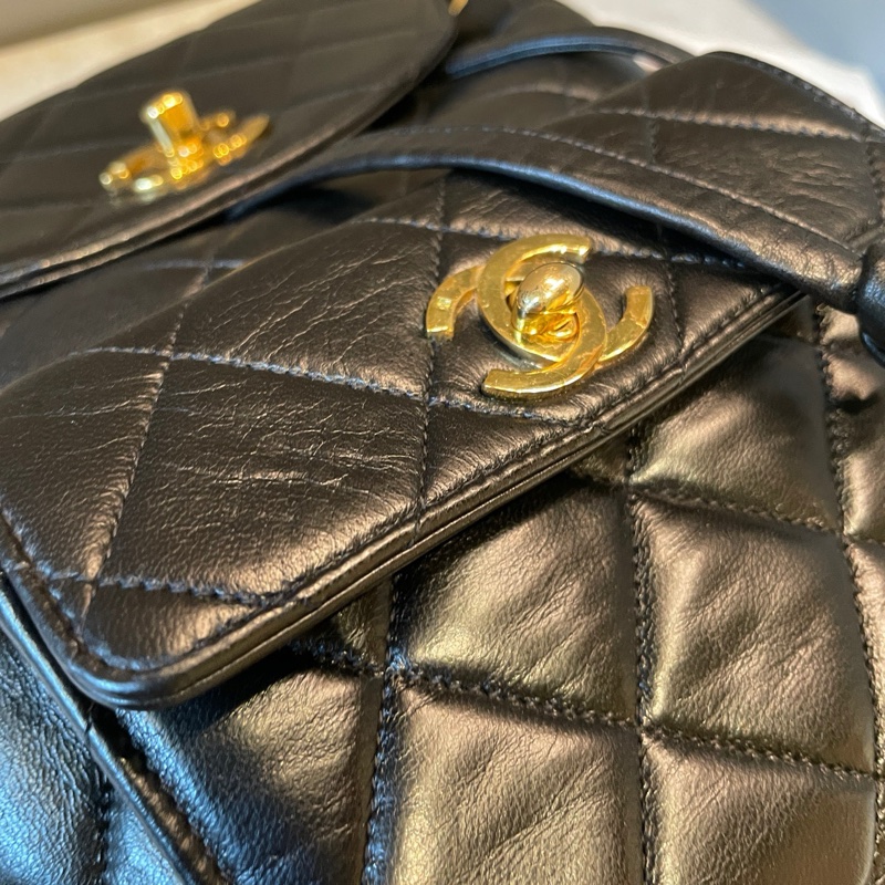 Chanel 中古 duma小青蛙雙肩包 約20*21-12