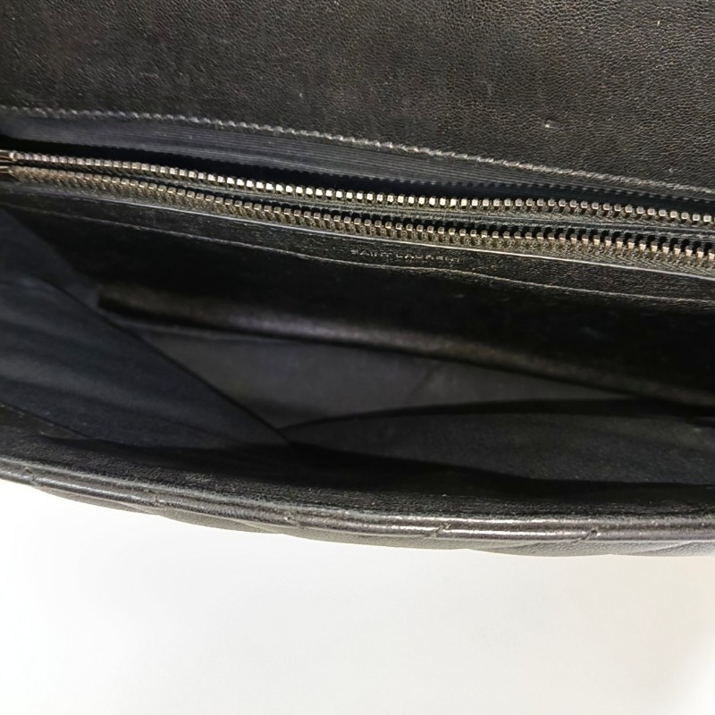 YSL college 郵差包 黑銀羊皮 大號-5