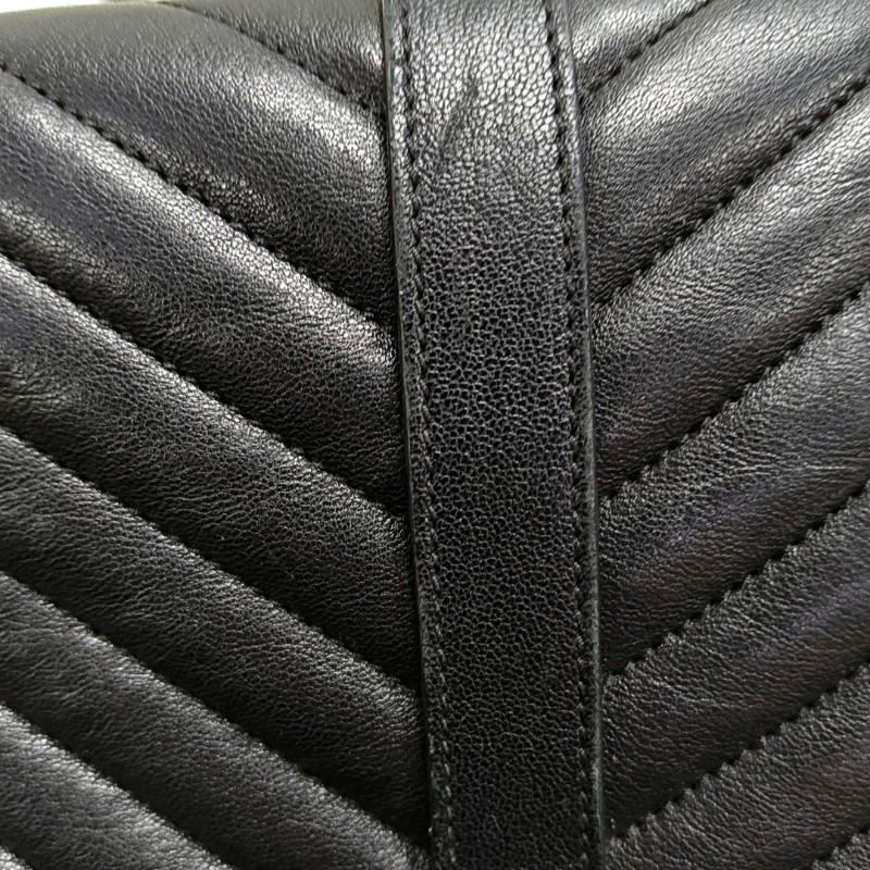 YSL college 郵差包 黑銀羊皮 大號-8