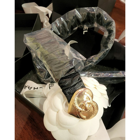 CHANEL 心形腰帶 彈性腰帶 開襟衫腰帶 皮革腰帶 金色 黑色