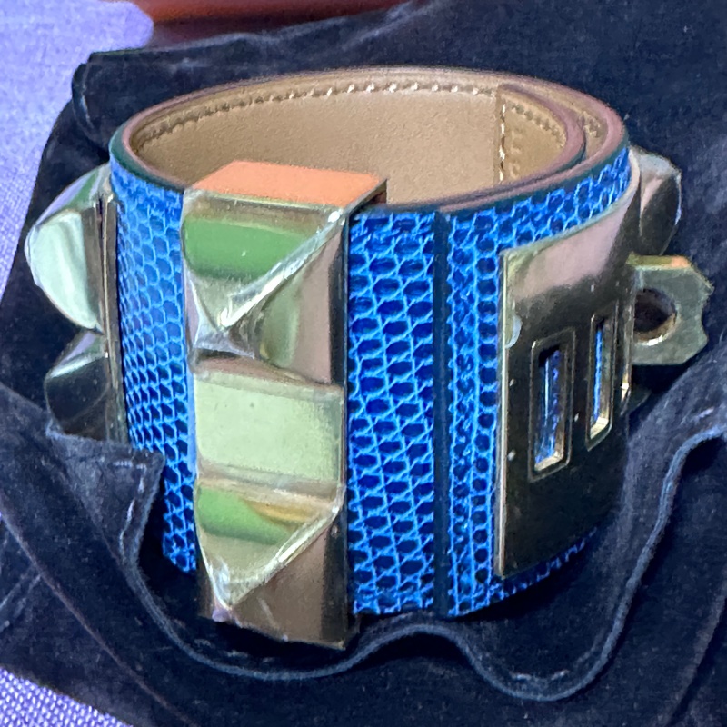 全新限定小愛馬仕CDC這款手鐲-藍色蜥蜴皮製作（全新特價）-1