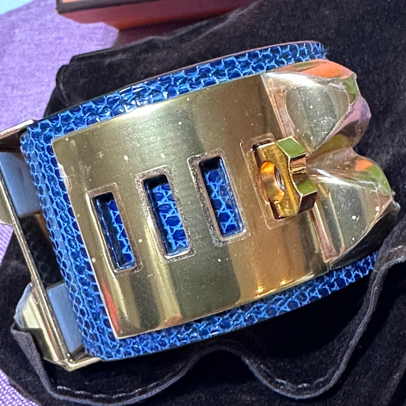 全新限定小愛馬仕CDC這款手鐲-藍色蜥蜴皮製作（全新特價）-2