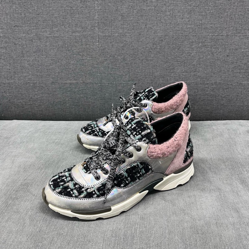 Chanel/香奈兒 粗花呢編織運動鞋 37碼 95新-0