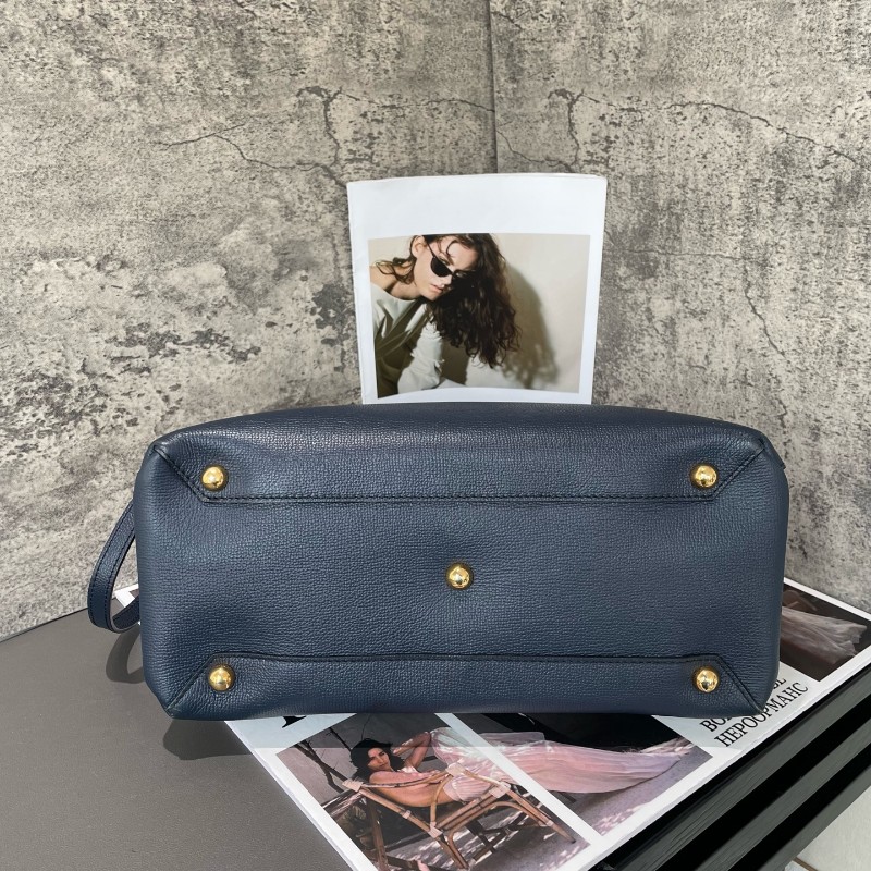 Burberry Banner經典班納包 深海藍色顆粒牛皮拼格紋 中號-3