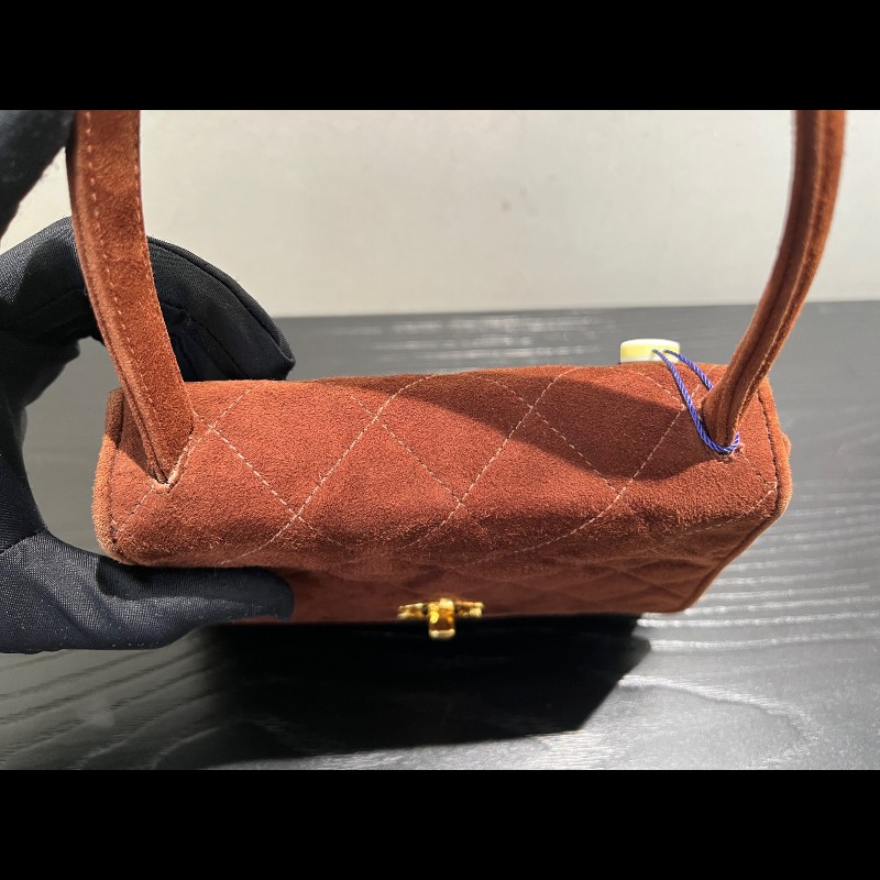 Chanel 中古 Kelly 手提腋下 柔美焦糖巧克力色 絲絨材質-8
