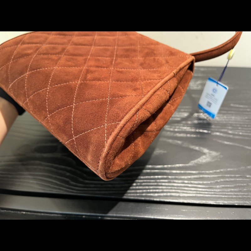 Chanel 中古 Kelly 手提腋下 柔美焦糖巧克力色 絲絨材質-13