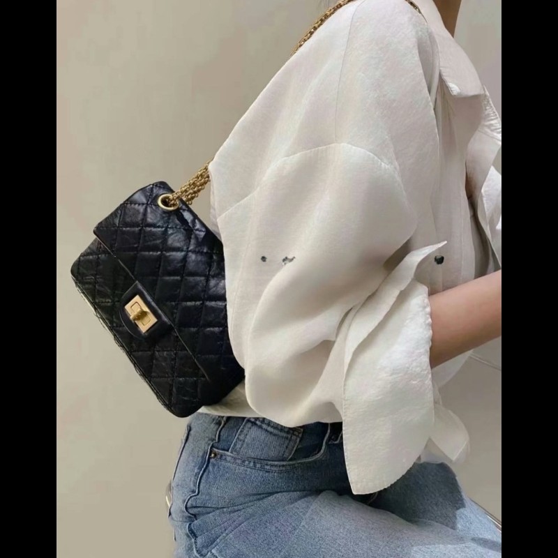 Chanel 2.55 大mini 鏈條包 黑金 肩背包-1