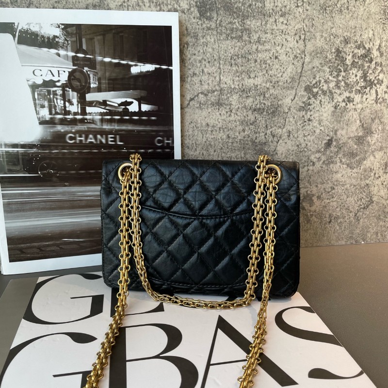 Chanel 2.55 大mini 鏈條包 黑金 肩背包-3