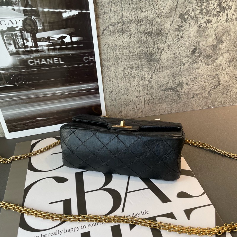 Chanel 2.55 大mini 鏈條包 黑金 肩背包-5