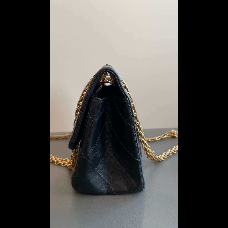 Chanel 2.55 大mini 鏈條包 黑金 肩背包-8