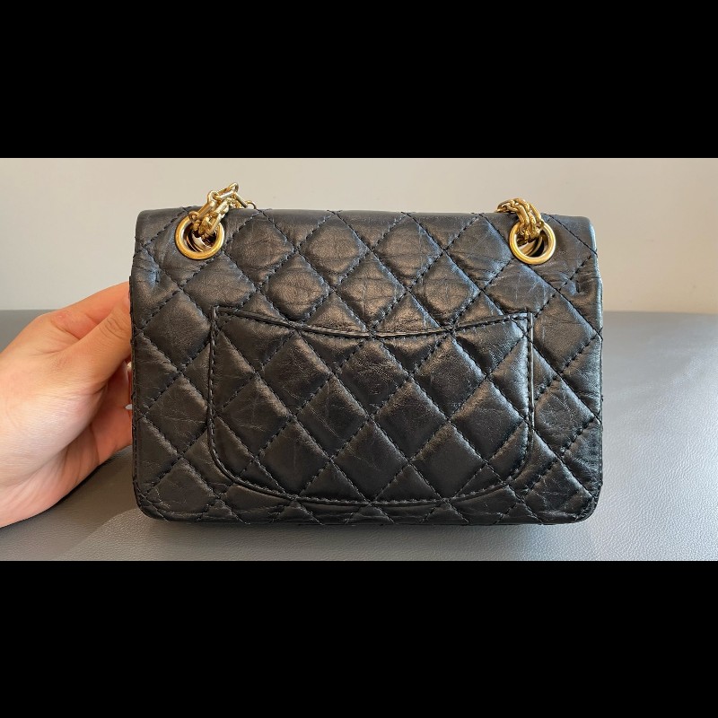 Chanel 2.55 大mini 鏈條包 黑金 肩背包-9