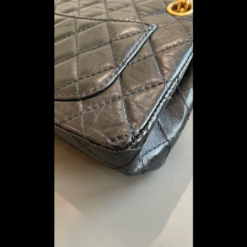 Chanel 2.55 大mini 鏈條包 黑金 肩背包-14