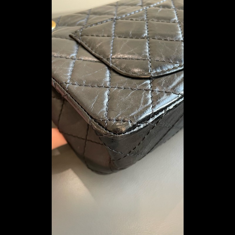 Chanel 2.55 大mini 鏈條包 黑金 肩背包-15