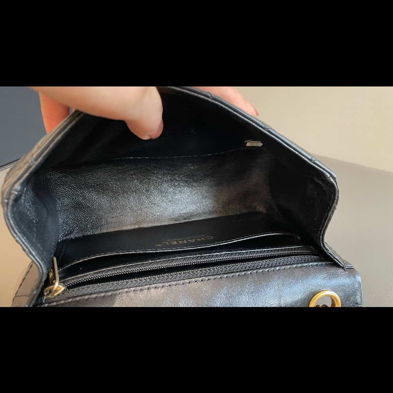 Chanel 2.55 大mini 鏈條包 黑金 肩背包-16