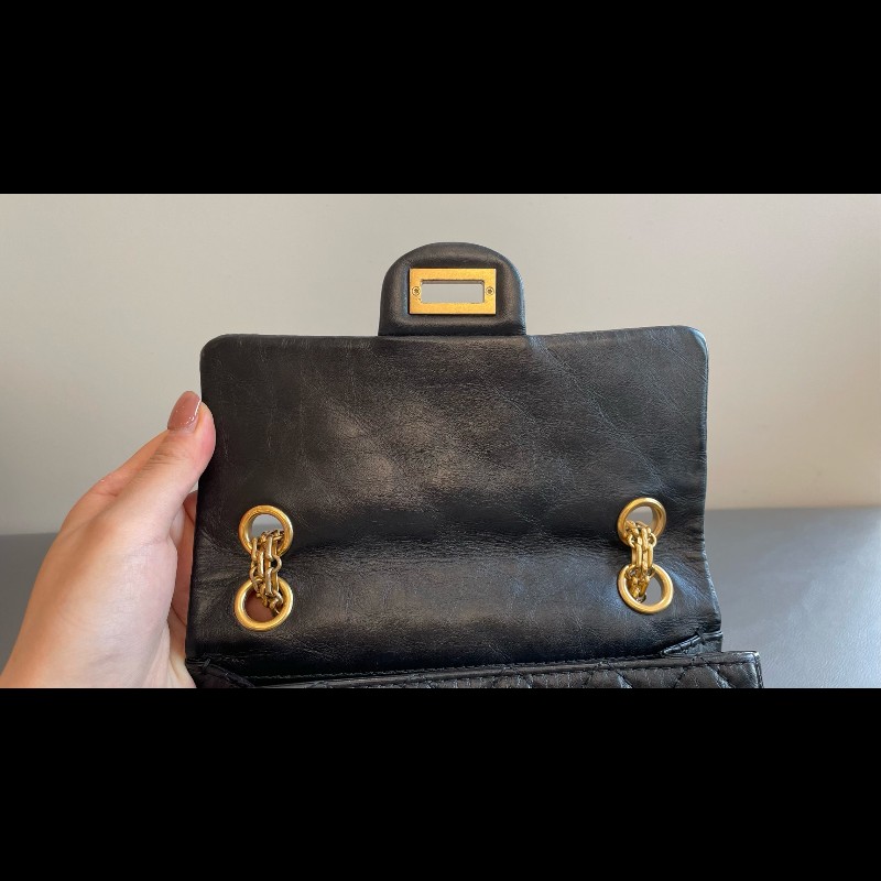 Chanel 2.55 大mini 鏈條包 黑金 肩背包-19