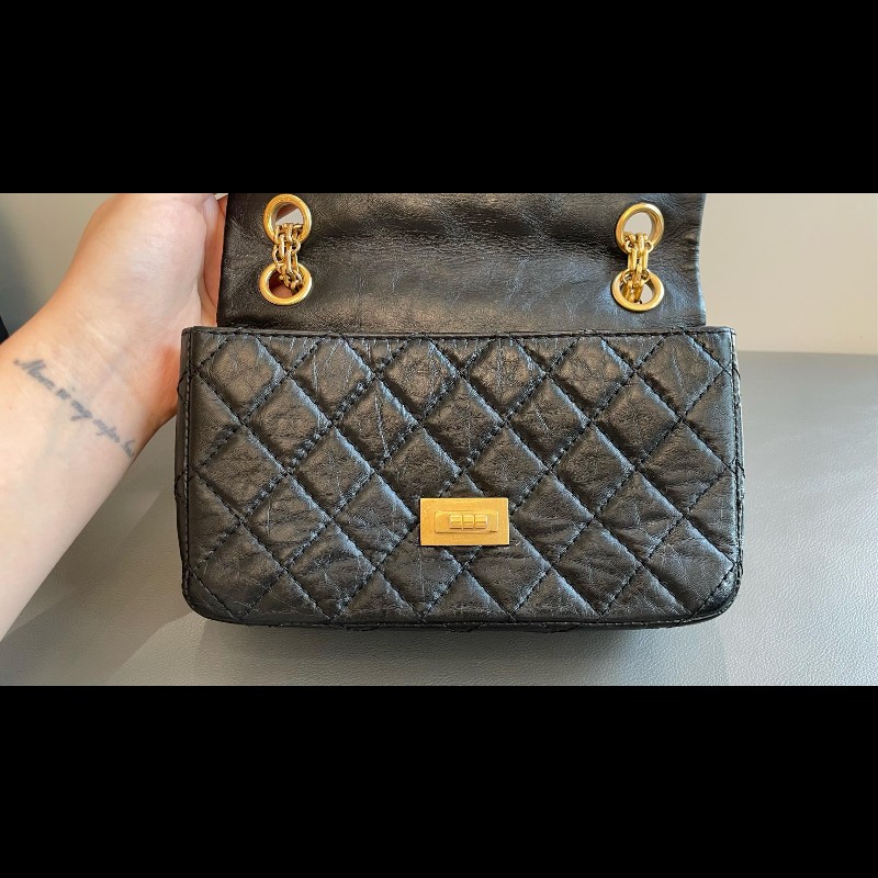 Chanel 2.55 大mini 鏈條包 黑金 肩背包-20