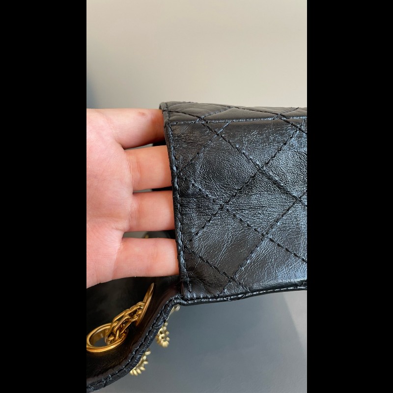 Chanel 2.55 大mini 鏈條包 黑金 肩背包-21