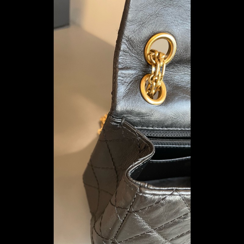 Chanel 2.55 大mini 鏈條包 黑金 肩背包-24